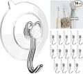 GLUIT Suction Cup Hooks - Utility Hook Wall Hangers for All Purposes Stainless Steel Removable Small Suction Cups for Kitchen Bathroom Shower Wall Window Glass Door 3 lbs (14 Suction Hooks)