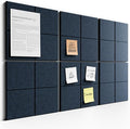 Bumusty Large Felt Bulletin Board, 36" x 24" Cork Board Alternative, 6-Pack Wall Tiles with 4-Compartment Design, 30 Push Pins, 40 Adhesive Tabs, Ideal for Office & Home Decor, Navy Blue