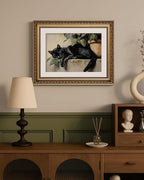 ARPEOTCY Vintage Gold Framed Wall Art Decor, 11x14 Inch Sleeping Black Cat Wall Art for Living Room Bedroom, Retro Vintage Animal Picture for Ktichen Bathroom Decor Aesthetic