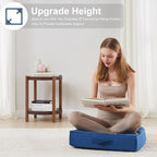 22 inches Floor Pillow for Adults - Large Meditation Cushion with Thick Foam & Soft Tufted Cover - Premium Outdoor Square Floor Cushion Seat - Yoga Pillows for Sitting On Floor - Navy Blue