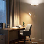 Gold Torchiere Floor Lamp - 2 Way LED Standing Lamp with Reading Light, Dimmable 72'' Tall Lamp with Remote Color Changing, 34W Mordern Uplighter for Living Room Bedroom Office