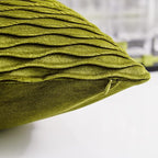 16x16 Moss Green Throw Pillow Cases: 2 Pack Original Striped Velvet Square Decorative Pillow Covers for Farmhouse Couch