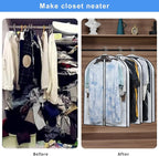 Hanging Clothes Storage with 4" Gusseted Garment Covers (Set of 6) - Clear Suit, Sweater, Shirt, Jacket Protectors for Closet - 24"x 32"x 4" / 6 Pack