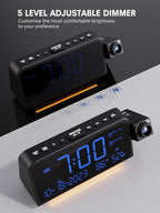 Mesqool Projection Alarm Clock for Bedroom Ceiling, Digital Clock Projector with Weekday/Weekend Mode, Date, Temperature, Humidity, Type-C USB Charger, Snooze, Dual Alarms, Dimmer,12/24H