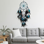 Large Dream Catcher Wall Decor Blue and Black Dream Catchers with Tree of Life Pendant Bead Handmade Feather Dreamcatcher Wall Hanging Ornament for Bedroom Living Room Home Decor