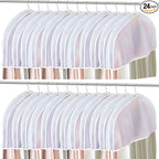 24PCS Garment Covers For Hanging Clothes, Shoulder Covers For Hanging Clothes, Dust Covers For Hanging Clothes, Suit Covers For Closet, Plastic Covers For Clothes, With 2" Gusset, 24''W X 12"H X 2''D