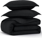 Bedsure Cotton Duvet Cover King - 100% Cotton Waffle Weave Black Duvet Cover King Size, GentleSoft™ and Breathable Bedding Set for All Season, 3 Pieces, 104"x90"