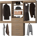 Modular Closet Organizer, 60" Wide, Hanging & Drawers, Wood Tower for Walk-In Closets, Wall-Mounted Wardrobe Organizer