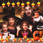 JULMELON 24Pcs Halloween Hanging Ornaments Candy Corn Decorations Halloween Tree Decoration Candy Corn Ornaments for Home Party Decor