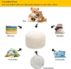 Ottoman Pouf Unstuffed Round Foot Rest Poof Ottoman No Filler Floor Foot Stool with Storage for Living Room Bedroom Ivory Pouf Cover Without Filler