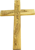 Holy Land Market Olive Wood Cross from Bethlehem - Includes Certificate & Prayer Card, 14 Inch Wall Hanging Decor