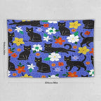 VUMIVI Black Cat Floral Tapestry Red White Hand-Painted Flowers Cute Animals Kids' Doodles Tapestry Wall Hanging for Living Room Bedroom Dorm Classroom Aesthetic Decor W90xL60in