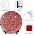 Ceramic Plates, Asian Decorative Ceramic Plates, Modern Autumn Season Wavy Holiday Festival, 10 Inch, Household Plates Decorative, Rose Ruby Red