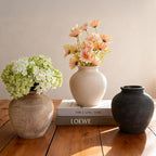 Ceramic Flower Vase Home Decor, 6.2 inch Farmhouse Rustic Vintage Decorative Vases, Pottery Terracotta Boho Flowers Vases for Dining Table, Living Room, Shelf, Kitchen, Bedroom (6.2"-Bronze)