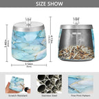 Aqua Blue Gold Marble Textures Ashtray with Lid, Outdoor Ashtrays for Patio, Stainless Steel Ashtray Odorless Smokeless for Home Office Balcony