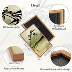 CHDITB Zen Landscape Framed Canvas Wall Art Set, Green Ink Wash Wall Decor, Mountain Lake Bamboo Art Spiritual Wall Painting, Vintage Ink Wash Art Prints for Living Room, Bedroom, Office-16 x24 x3