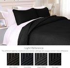 Exclusivo Mezcla Ultrasonic Twin Quilt Bedding Set, Lightweight Black Bedspreads Soft Modern Geometric Coverlet Set for All Seasons (1 Quilt and 1 Pillow Sham)