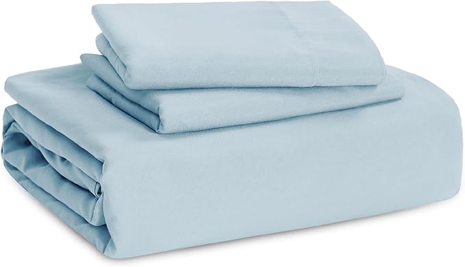 Bedsure Sky Blue Duvet Cover Twin/Twin XL Size - 2 Pieces Prewashed Cotton-Like Polyester Extra Soft Bedding Set, Includes 1 Twin Duvet Cover 68x90 In with Zipper Closure & 1 Pillow Sham, No Comforter