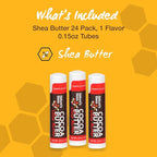 Nature's Bees Cocoa Butter Lip Balm, Shea Butter Flavor, Hydrating Lip Care for Dry Lips, Made in the USA with Coconut Oil, Beeswax, Vitamin E, & Aloe, 0.15 oz Each, 24 Pack - Packaging May Vary