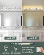Bathroom Light Fixtures, 6 Light Brushed Nickel Vanity Light, 38 Inch Modern Wall Sconces with Globe Clear Glass Shade, Vanity Lighting Fixtures Over Mirror, VL195-BN-6