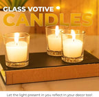 Welburn Veda&Co™ Glass Votive Candles - Pack of 25, Upto 15 Hours Burn Time, 100% Fully Refined Paraffin Wax, Smokeless, Unscented, Dripless, Ideal for Spa Weddings Birthdays, Parties, Centerpieces