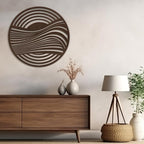 SIGNLEADER Metal Wall Art Decor Bronze Circle Stripes Minimalist Modern Abstract Wall Sculpture Hangings Home Decoration for Living Room, Bedroom, Bathroom, Kitchen, Outdoor - 18" Bronze