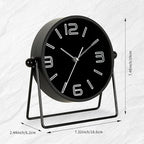 QIYAODECO® Vintage Metal Desk Clock for Bedroom, with Adjustable Angle Ticking Small, Battery Operated Mantel Bedside Clock, Decorative Table, Old Fashioned Style Black Decor, Adult Kid Gift, Black