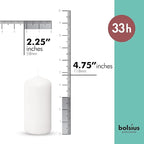 BOLSIUS 12 White Pillar Candles Bulk - 2.3 x 4.7 Inches Unscented Candle Set - 33 Hours Clean Burning - No Palm Oil - 0% Animal Fat - Premium European Quality - Party, & Special Occasion Candles