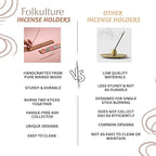 Folkulture Wood Incense Holder - Ash Catcher or Stick Incense Burner for Table Decor, Natural