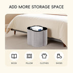 PINPLUS Floral Storage Ottoman Cube Boucle Footrest Stool with Lid, Multi-Functional Cube Seat for Living Room, Dorm & Bedroom – Grey 12.6"x12.6"x12.6"