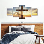 Elephant Stock Holy Cross Wall Art Multi Piece Canvas - 5 Panel Christian Pictures Decor - Digital Design Canvas Print - Christian Wall Decor - 92" X 42"