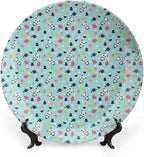 Ceramic Plates, Asian Decorative Ceramic Plates, Panda Bears Koi Fishes Chopsticks Tea, 7 Inch, Household Plates Decorative, Multicolor