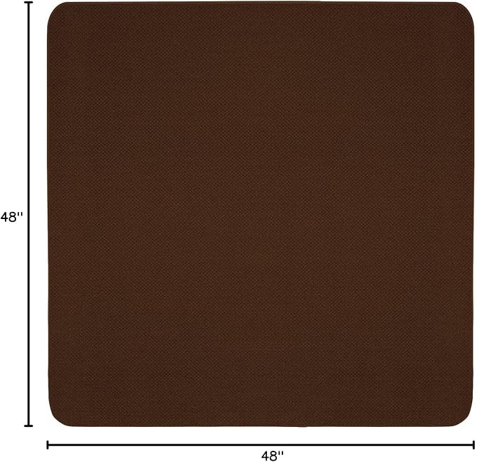 House, Home and More Skid-Resistant Carpet Indoor Area Rug Floor Mat - Chocolate Brown - 4 Ft X 4 Ft - Non Slip Rubber Backing, Stain Resistant, Dog Friendly, Living Room Bedroom Kitchen Entryway