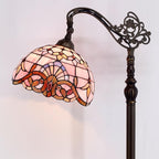 WERFACTORY Tiffany Floor Lamp Pink Baroque Stained Glass Arched Lamp 12X18X64 Inches Gooseneck Adjustable Corner Standing Reading Light Decor Bedroom Living Room S003P Series
