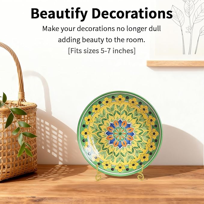 Iron Plate Stands for Display, Foldable Book Holder & Easel Stand for Sign, Versatile Poster Stand and Small Plate Stand for Home Decor, Art, Photo Frame, Card, Crystal Display (Gold, 6 inch (4Pcs))