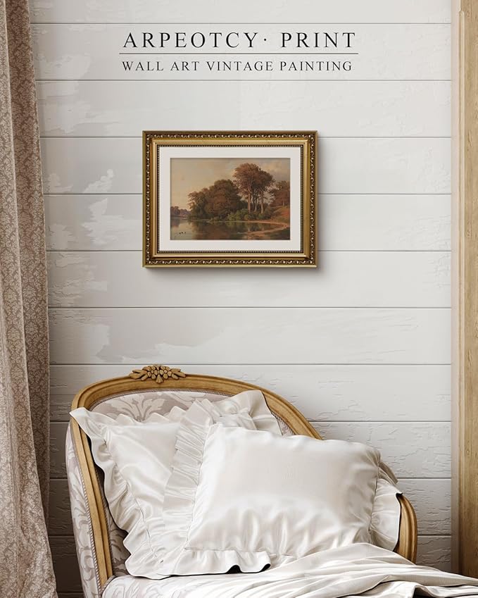 ARPEOTCY Vintage Gold Framed Wall Art Decor, 11x14 Inch Living Room Autumn Scenery Print Fall Wall Decor, Farmhouse Landscape Picture for Bedroom Kitchen, Bathroom Art Decor Aesthetic