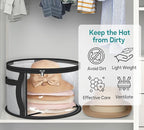 AOODA 18'' Oversized Clear Hat Storage Bag for Women, Holds up to 9 Caps Cowboy Hat Organizer for Closet, Wide Brims Hat Case with Carrying Handles (Grey)