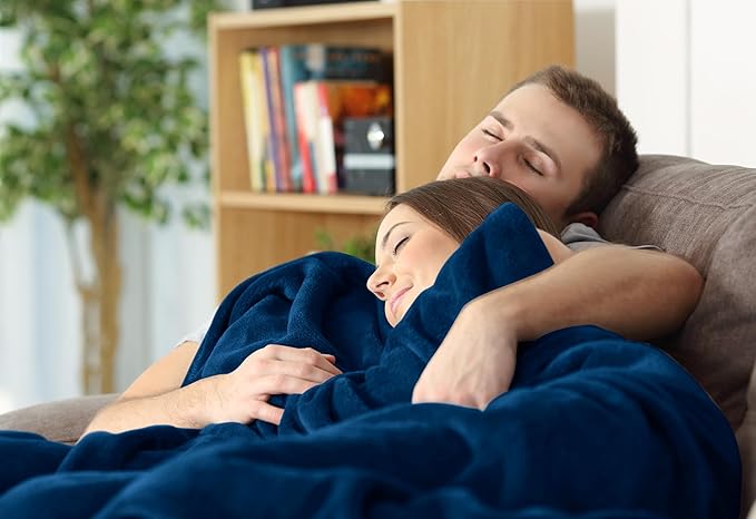 Utopia Bedding Fleece Blanket Queen Size Navy (90x90 Inches) Ultra Soft Warm Lightweight Microfiber Breathable Anti-Static Cozy Winter Bed Blanket, All-Season Home Decor Gift for Men & Women