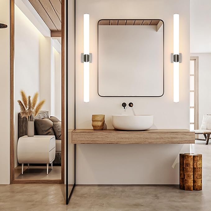 Modern Wall Sconce 38.2 Inch Brushed Nickel Bathroom Sconces Led Wall Lights with Acrylic Shade Hardwired Long Vanity Lighting Fixtures Over Mirror for Bedroom Living Room Hallway