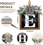 Ultra Large 14'' Last Name All Year Round Front Door Wreath with 26 Initial Letter Welcome Sign All Seasons Eucalyptus Garland and Bow Wreaths for Front Door Porch Farmhouse Decoration (E)