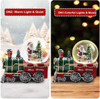 Christmas Snow Globe with Light up and Musical Snowflakes Holiday Decoration, 5.9 Inch Height Santa Claus Train Resin Snowglobe, Christmas Holiday Indoor Decor.