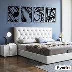 Pymin 4 Pack Modern Metal Abstract Wall Art, Minimalist Matte Black Single Line Art Décor, 3D Sculptures Textured Hanging Wall Home Decor and Shadow Effect Wall Decor for Living Room Bedroom, 16"x11"