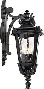 John Timberland Casa Marseille European Outdoor Wall Light Fixture Textured Black French 21 3/4" Clear Hammered Glass for Exterior House Porch Patio Outside Deck Garage Front Door Garden Home