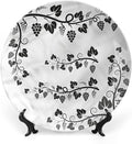 XISUNYA 8 Inch Decorative Plate, Vine Porcelain Plate, Grapes with Twigs Swirl Botany Print Ceramic Wall Hanging for Fine Dining, Upscale Events, Dinner Parties, Weddings, Catering Christmas