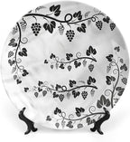 XISUNYA 8 Inch Decorative Plate, Vine Porcelain Plate, Grapes with Twigs Swirl Botany Print Ceramic Wall Hanging for Fine Dining, Upscale Events, Dinner Parties, Weddings, Catering Christmas