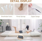 Bean Bag Chairs for Adults,Folding Sofa Bed,Floor Couch Bed, Foam Filling Fold Floor Mattress with Washable Soft Faux Fur Cover, Leisure Floor Couch for Bedroom Living Room(Cream, Double)