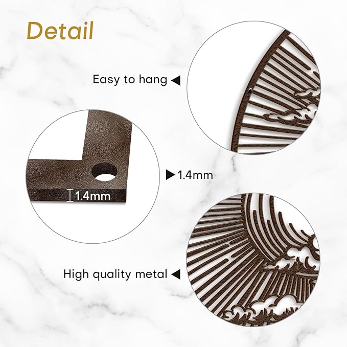 SIGNLEADER Metal Wall Art Decor Geometric Bronze Circle Landscape Modern Abstract Wall Sculpture Hangings Home Decoration for Living Room, Bedroom, Bathroom, Kitchen, Outdoor - 30" Bronze