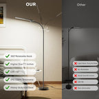 Honeywell LED Floor Lamp, F4 Sunturalux™ Gooseneck Reading Floor Lamp, Super Bright Stepless Dimmable Task Light with Flexible Arm, Eye-Caring Tall Standing Lamp for Living,Bedroom Office