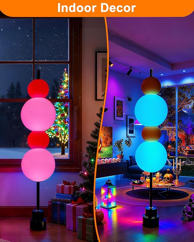 Lightdot RGB& 3000K Floor Lamp with Touch Control, Dimmable Colors Temperature, Globe Modern Floor Lamp with Smart Bulb Included, Orange Standing Lamps for Living Room/Sofa Beside/Corner Decor