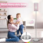 GyroVu Crystal Floor Lamp for Bedroom, Living Room Pink Floor Lamps Modern Tall Lamp with On/Off Foot Switch Glam Standing Light for Girls Bedroom Minimalism Pole Corner Lamp for Office Dorm Hotel